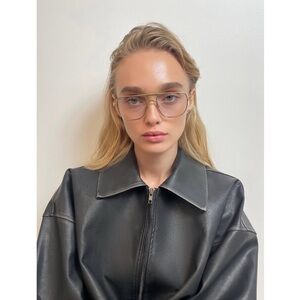 Elisa Johnson Jane Silver Metal Optical Lens Non-Prescription Glasses